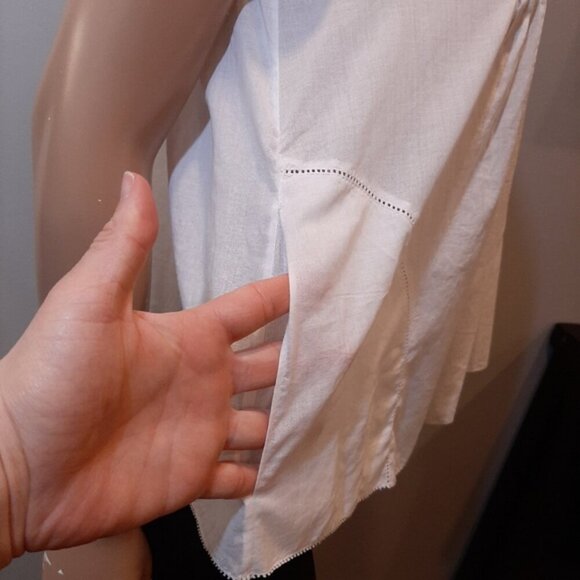 REBECCA TAYLOR Pintucked Blouse Short Sleeve Smoky Gem Embellished A-Line Top - Picture 10 of 14